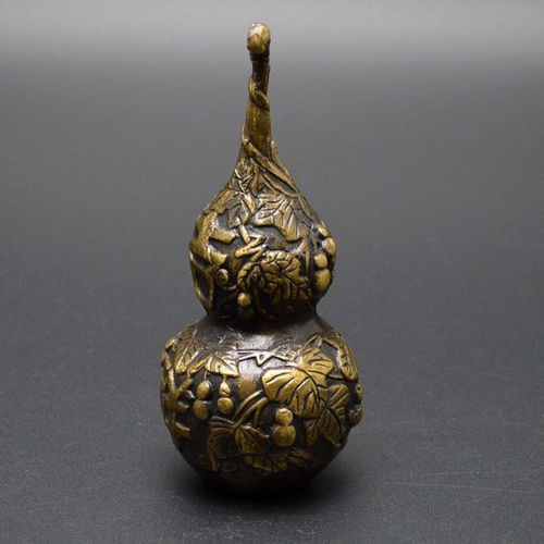 古玩雜項(xiàng)純銅收藏吉祥開蓋寶葫蘆家居裝飾工藝品風(fēng)水?dāng)[件